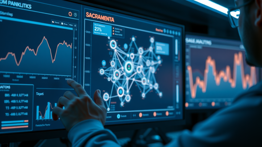 Analytics dashboard tracking Sacramento backlink growth and rankings
