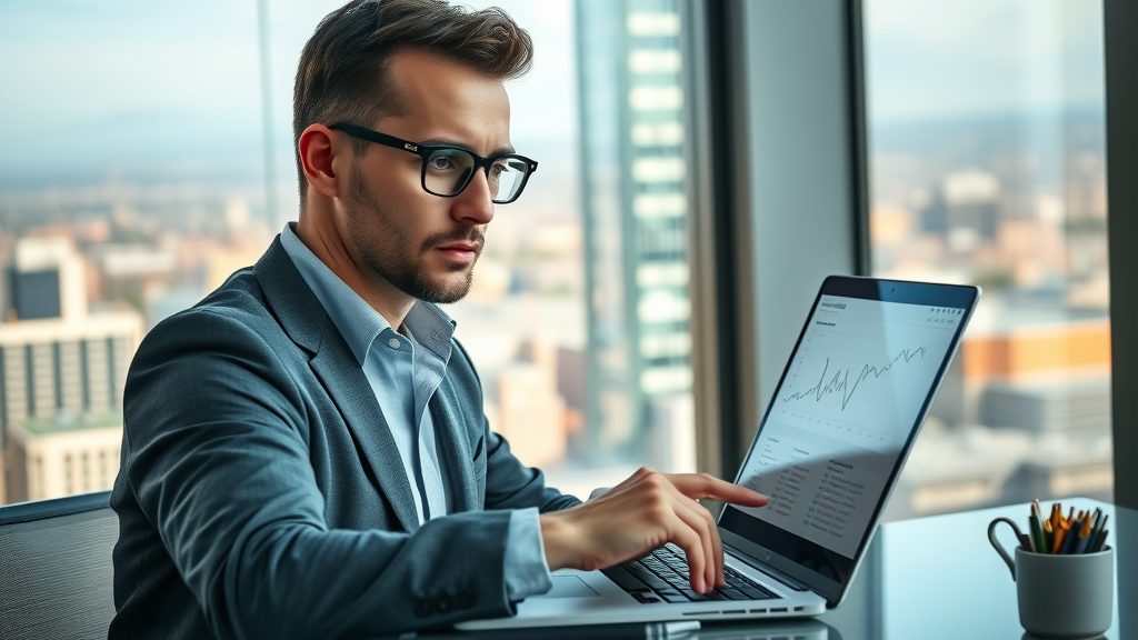 SEO specialist analyzing backlink data in a modern Sacramento business office